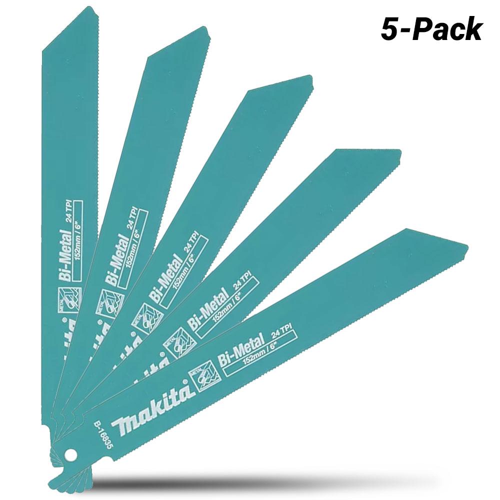 Makita B-16835 5-Pack 152mm 24TPI Bi-Metal Reciprocating Blades