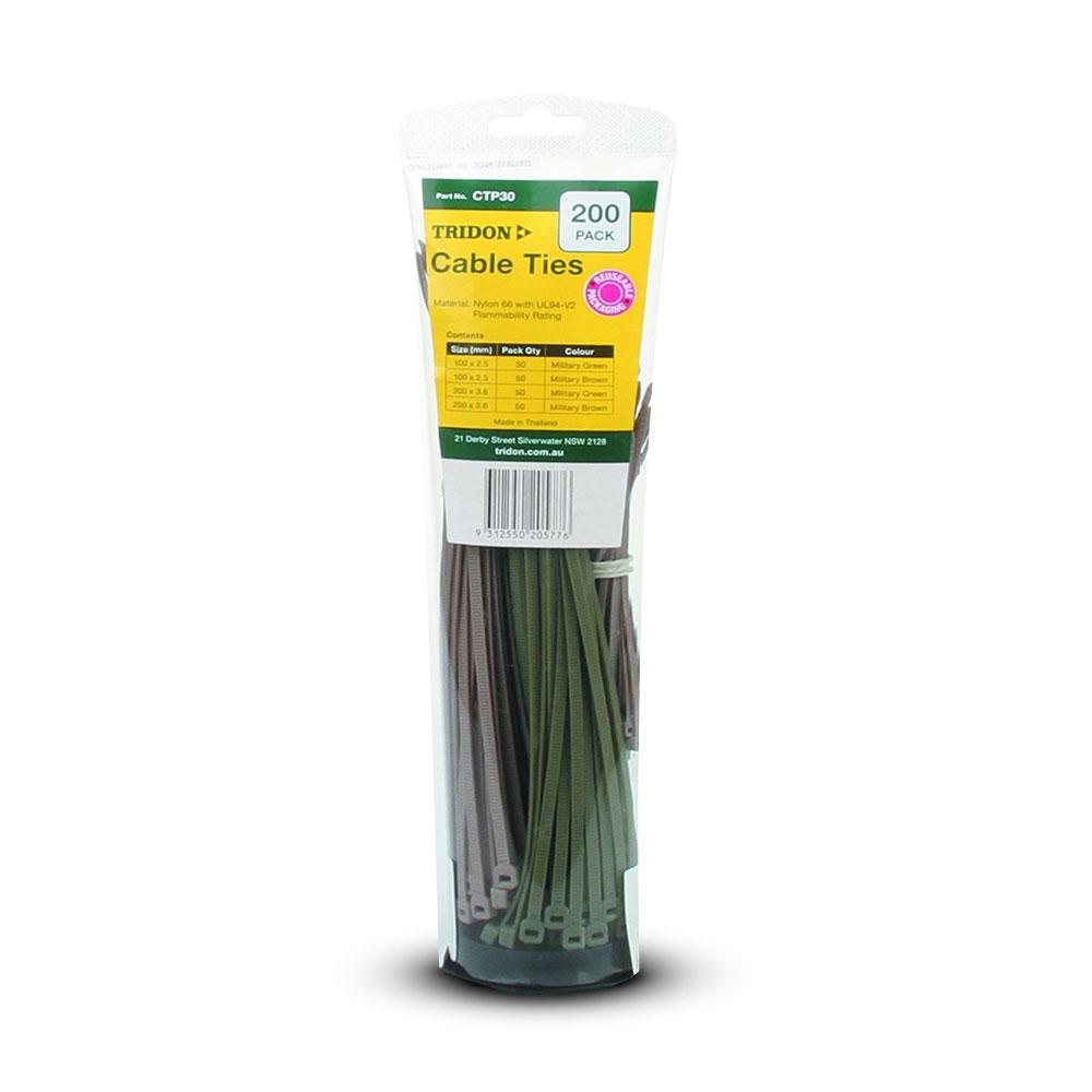 Tridon CTP30 200-Pack 100mm/200mm Assorted Colours Cable Ties