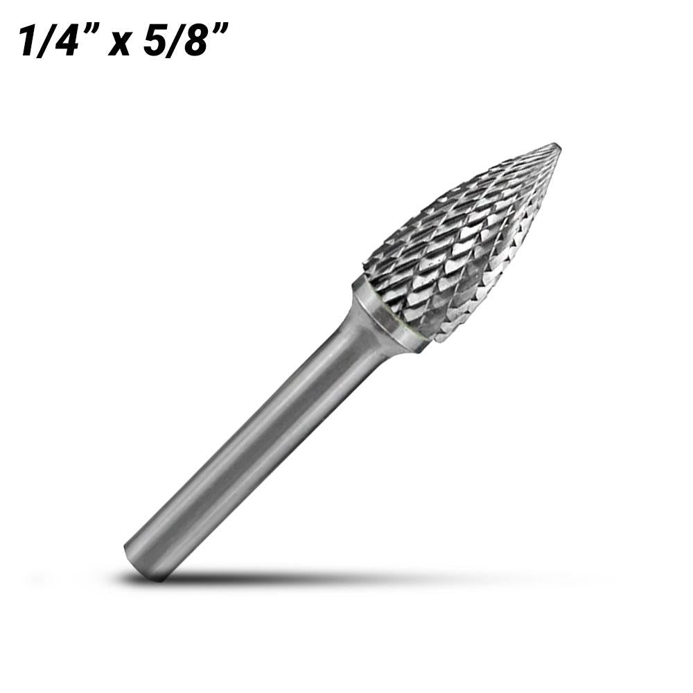 Holemaker CB-SG1 1/4" x 5/8" Tree Shape Pointed Carbide Burr