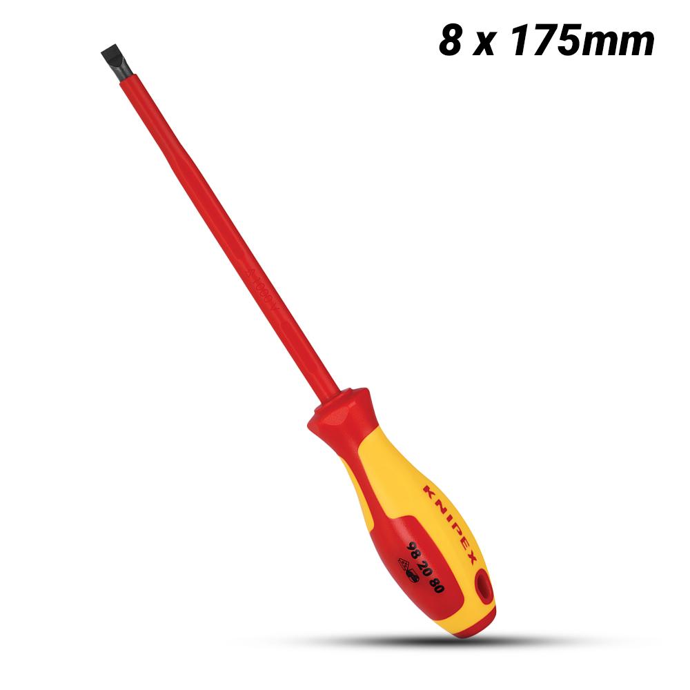 Knipex 982080 8mm (0.3") x 175mm (6.8") 1000V VDE Slotted Screwdriver