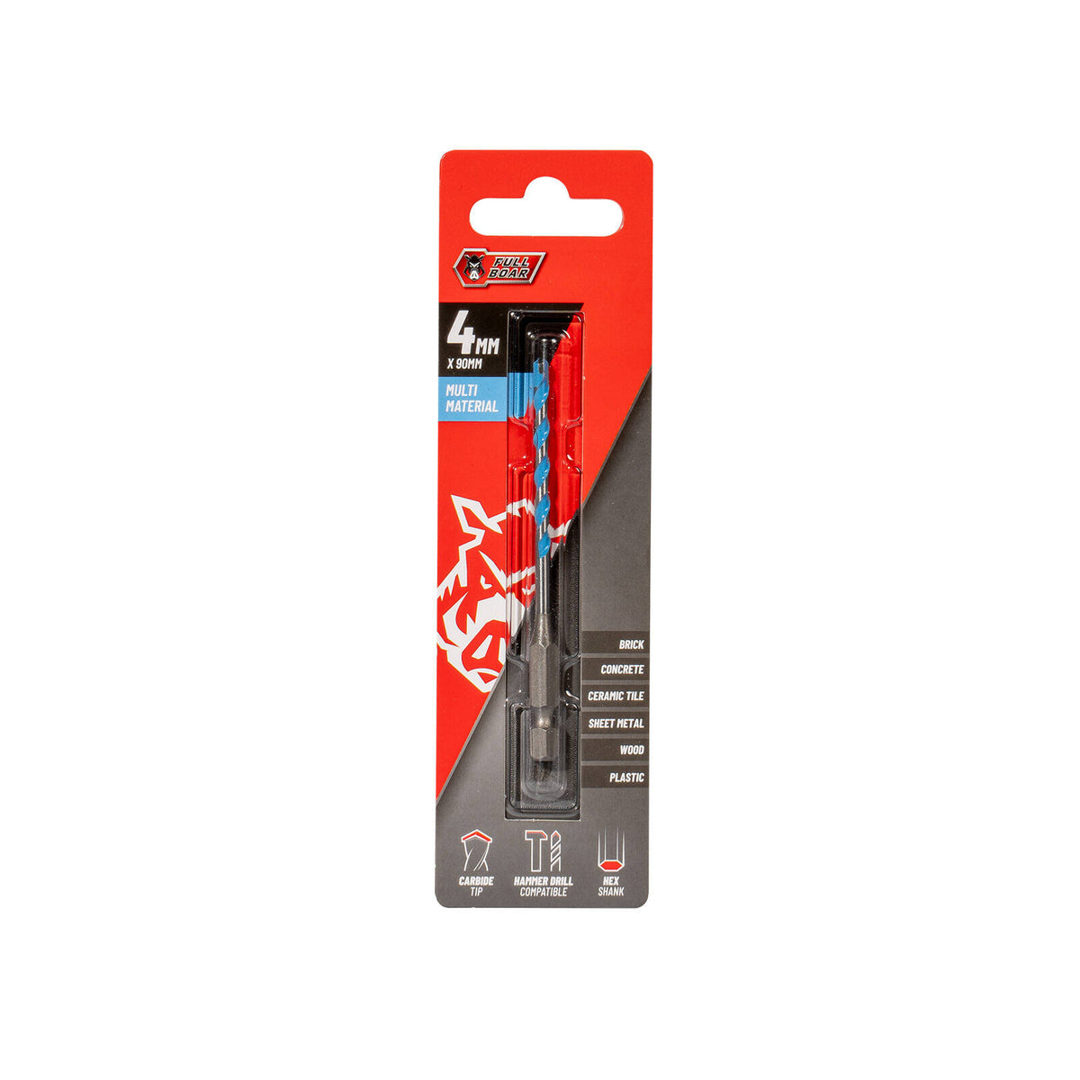 Full Boar 4 x 90mm Multi-Material Drill Bit FMMD-490H