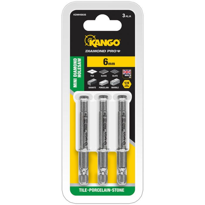 Kango 6mm Diamond Pro Mini Diamond Hole Saw 3 Pack