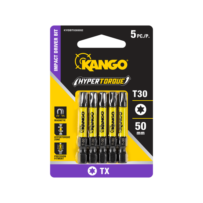 Kango 50mm TX30 HyperTorque Impact Driver Bit - 5 Pack