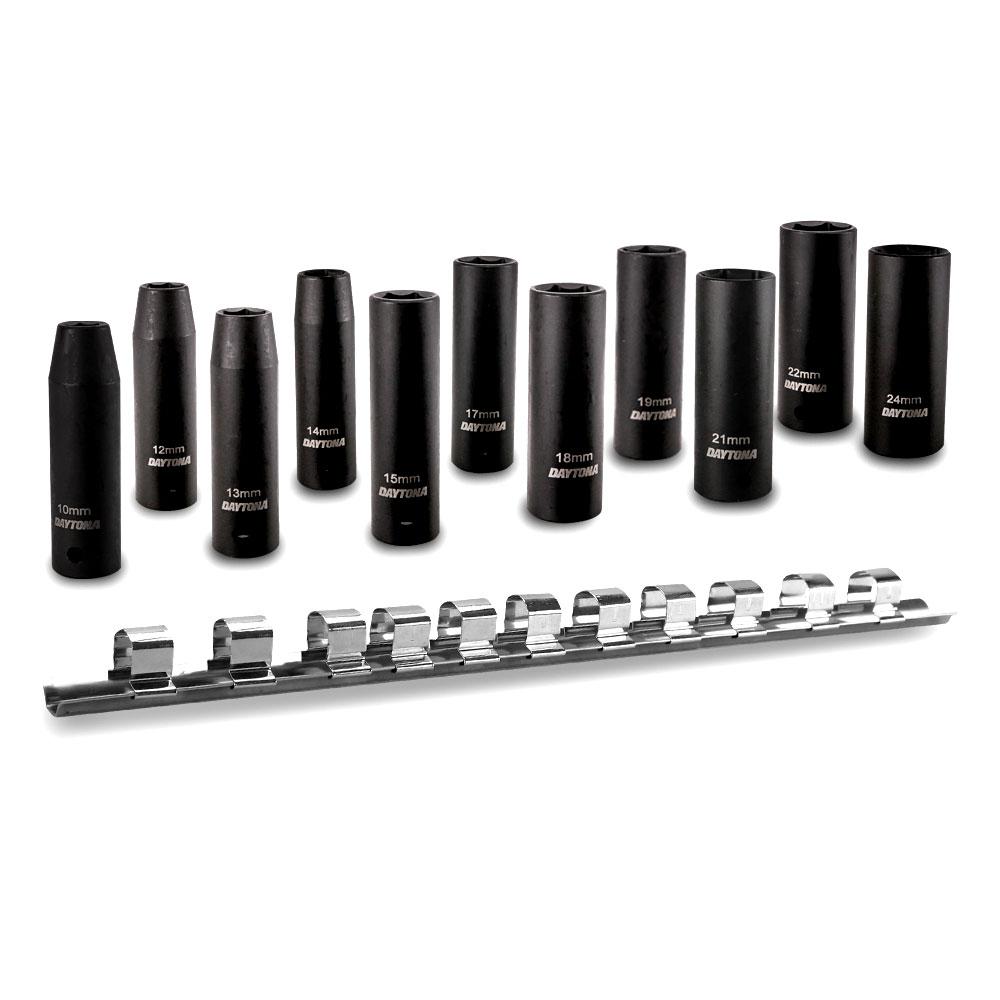 Daytona DTW1112 11pce 1/2" Drive Thin Wall 10-24mm Metric Deep Impact Socket Set