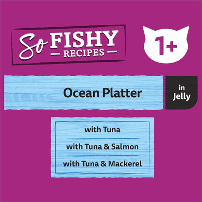 Whiskas So Fishy Recipes 85g 1+ Years Ocean Platter in Jelly Wet Cat Food - 60 Pouches