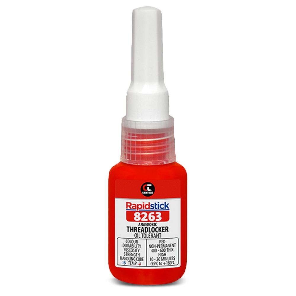 Chemtools 8263-10 10ml Rapidstick Threadlocker - Oil Tolerant - Red