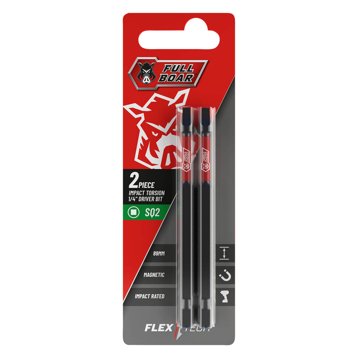Full Boar SQ2 x 89mm Impact Torsion Bit FBSQ2-502 - 2 Pack