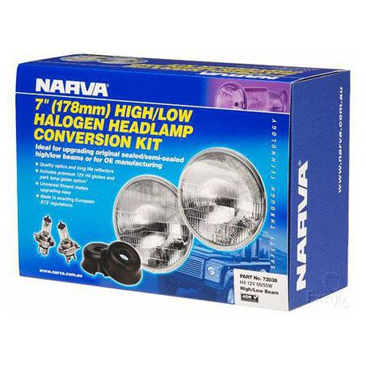 Narva Semi Sealed Beam Round 178mm H4 Kit 12/24V 72038