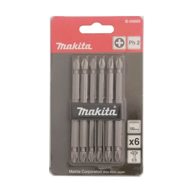 MAKITA PH2 x 100mm Double Ended Screwdriver Bit - 6 Piece B09880