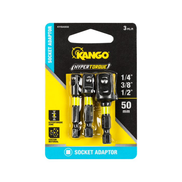 Kango 50mm Hypertorque Mixed Impact Socket Adaptor - 3 Pack