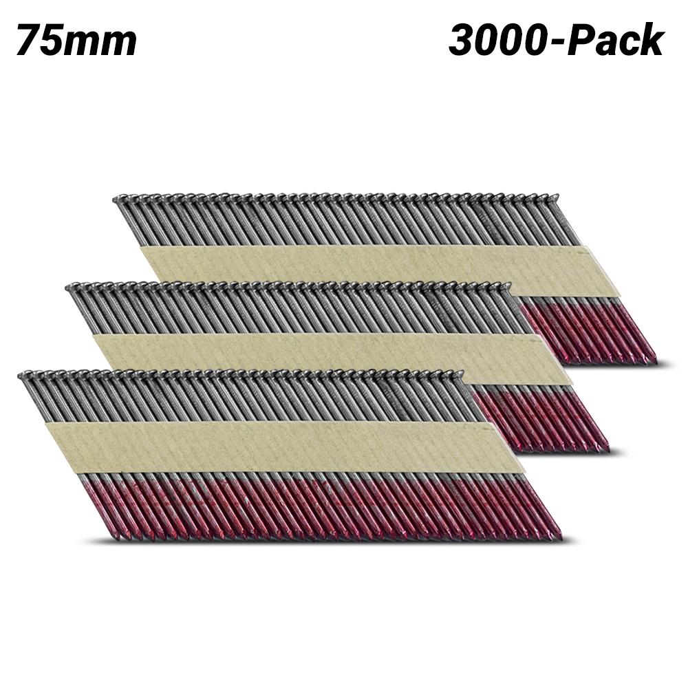 Air BPD S30675B 3000-Pack 75mm x 3.06mm 34º Smooth Shank Bright Strip Framing Nail