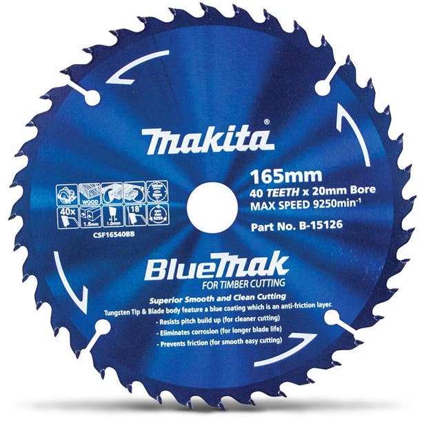 MAKITA 165mm 40T TCT Circular Saw Blade for Wood Cutting - BLUEMAK B-15126