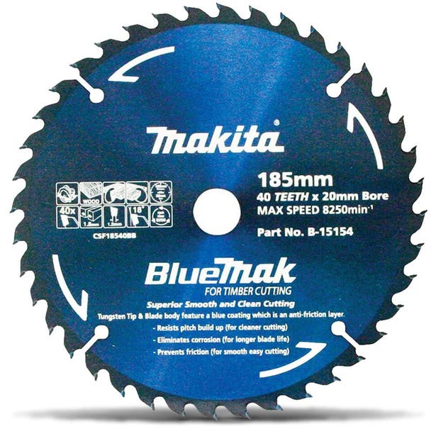 MAKITA 185mm 40T TCT Circular Saw Blade for Wood Cutting - BLUEMAK B15154