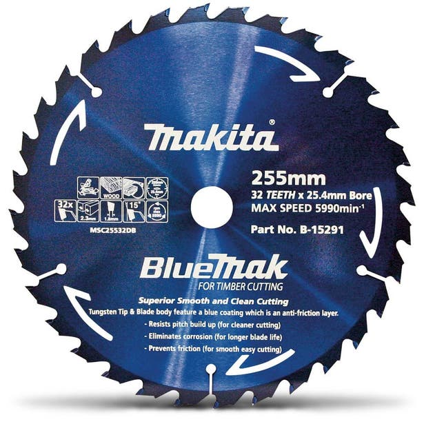 MAKITA 255mm 32T TCT Circular Saw Blade for Wood Cutting - BLUEMAK B-15291