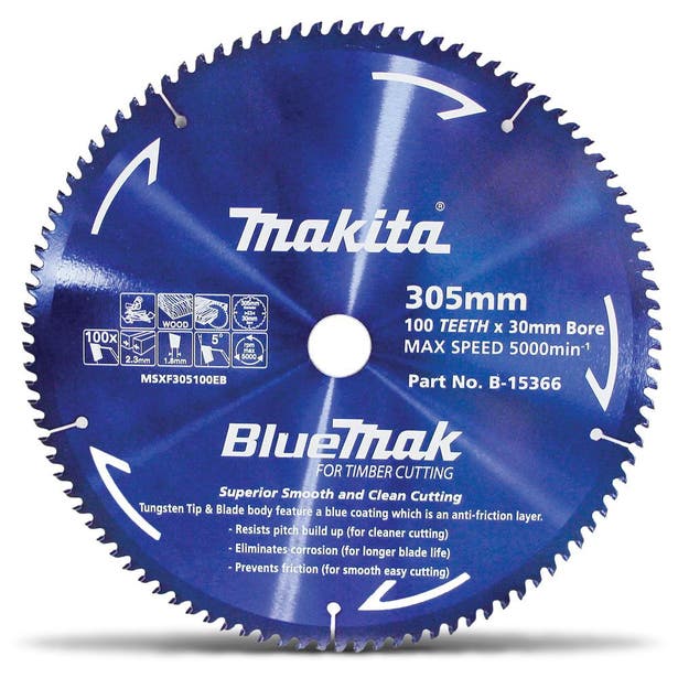 MAKITA 305mm 100T TCT Circular Saw Blade for Wood Cutting  Mitre Saws - BLUEMAK B-15366