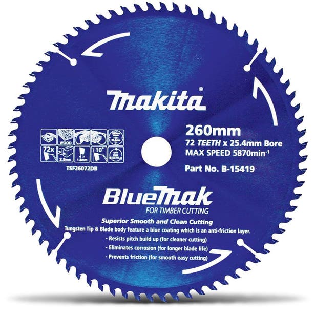MAKITA 260mm 72T TCT Circular Saw Blade for Wood Cutting - Table Saws - BLUEMAK B-15419