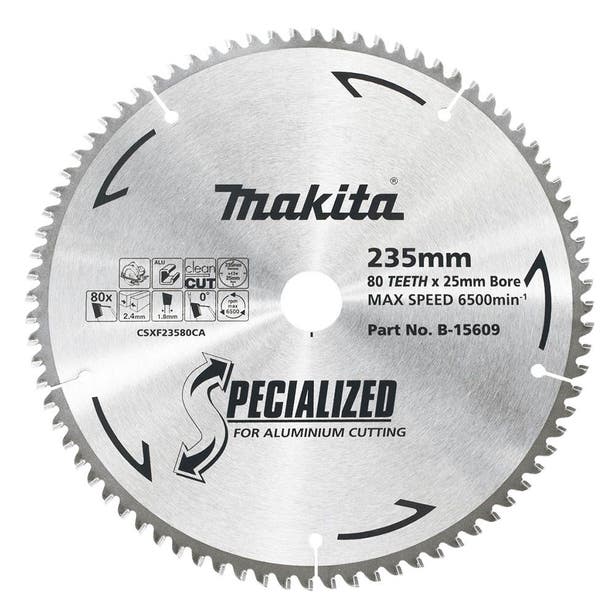 MAKITA 235mm 80T TCT Circular Saw Blade for Aluminium Cutting - SPECIALIZED B-15609