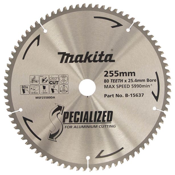 MAKITA 255mm 80T TCT Circular Saw Blade for Aluminium Cutting - Mitre Saws - SPECIALIZED