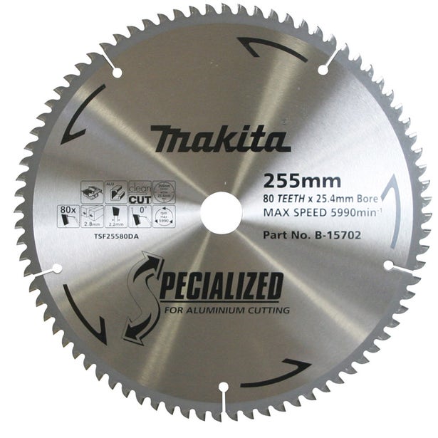 MAKITA 255mm 80T TCT Circular Saw Blade for Aluminium Cutting - Table Saws - SPECIALIZED