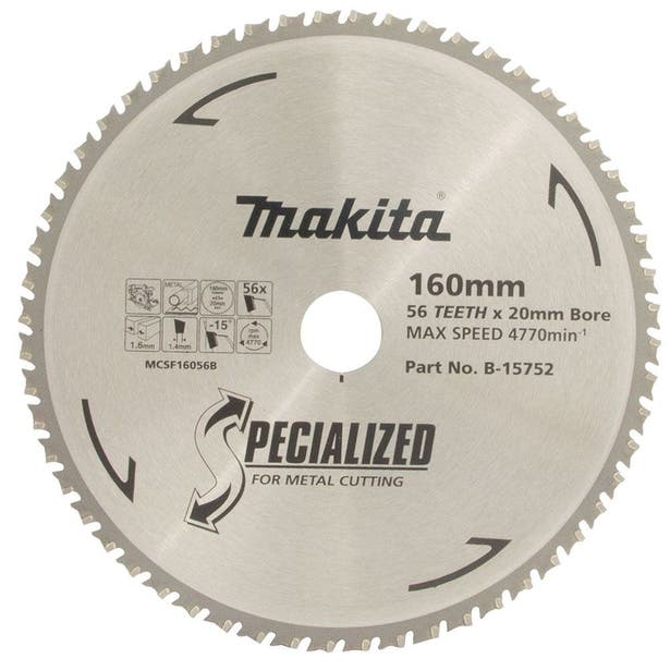 MAKITA 160mm 56T TCT Circular Saw Blade for Metal Cutting - SPECIALIZED B-15752