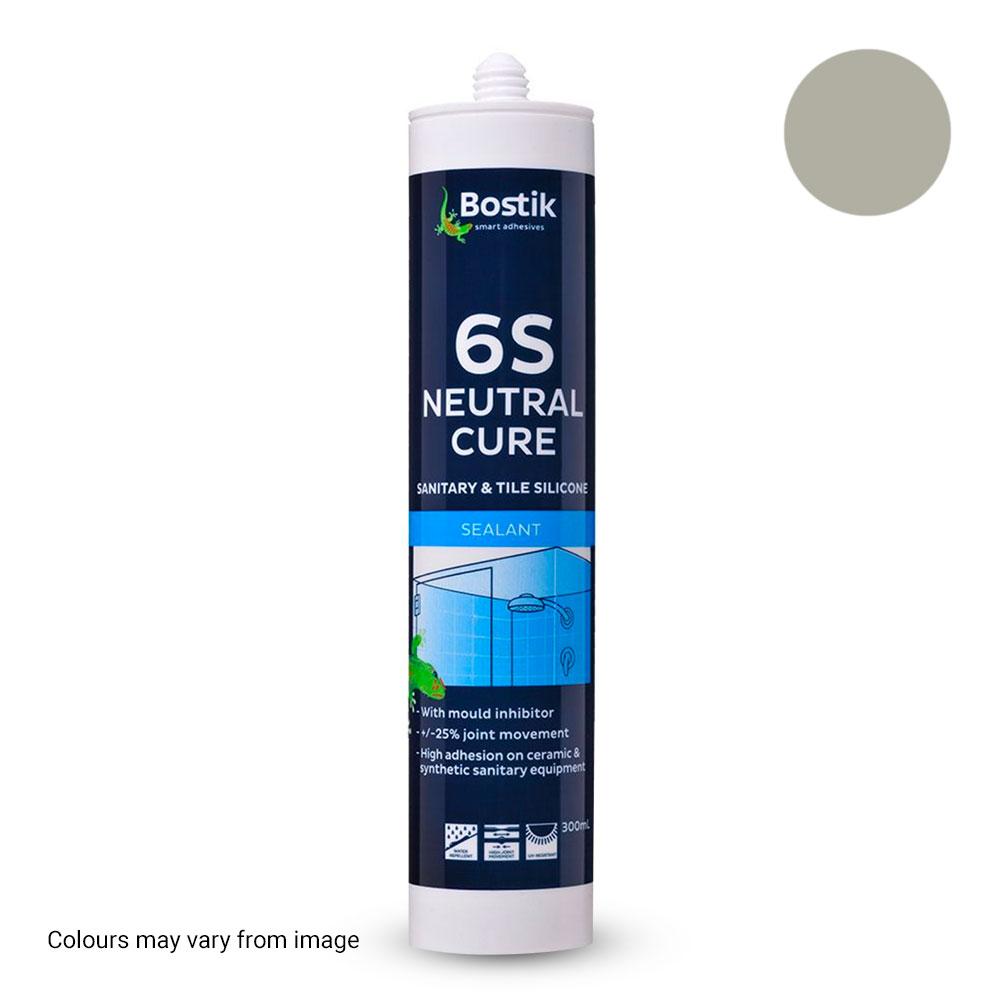 Bostik 30608432 300ml 6S Neutral Cure Sanitary & Tile Silicone Sealant - Mid Grey