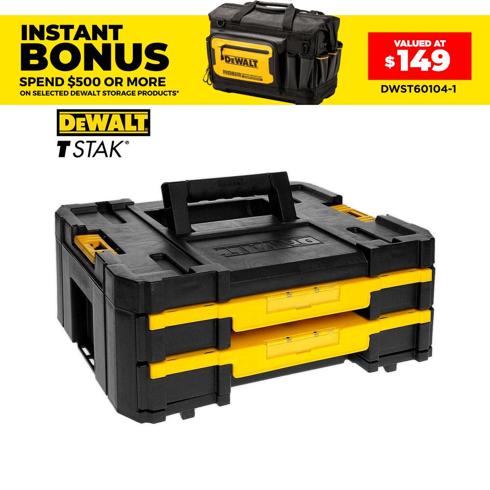 DeWalt DWST1-70706 TStak IV Double Drawer Storage Box with Adjustable Dividers