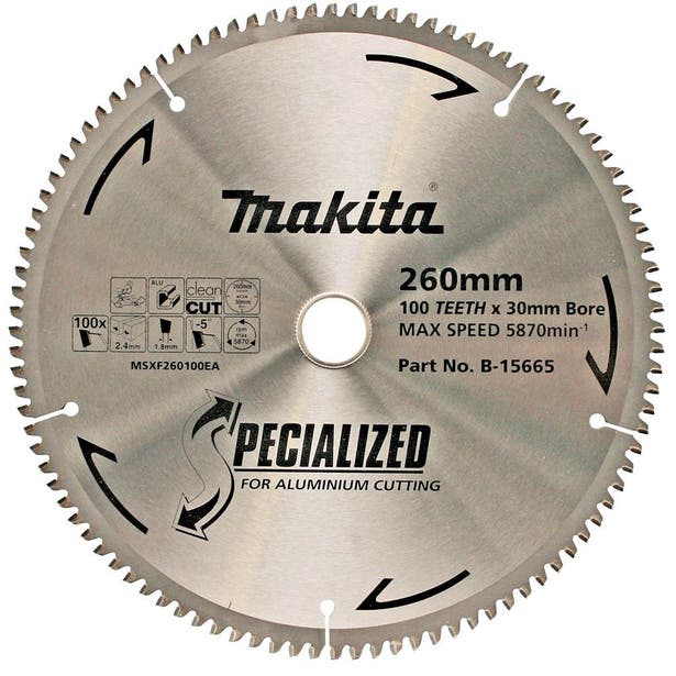 MAKITA 260mm 100T TCT Circular Saw Blade for Aluminium Cutting - Mitre Saws - SPECIALIZED B-15665