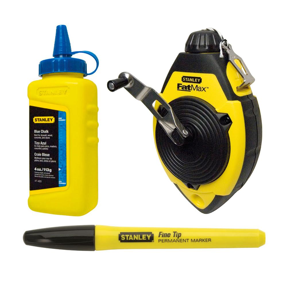 Stanley 47-681L 30m FATMAX Chalk Line Reel with Blue Chalk and Marker