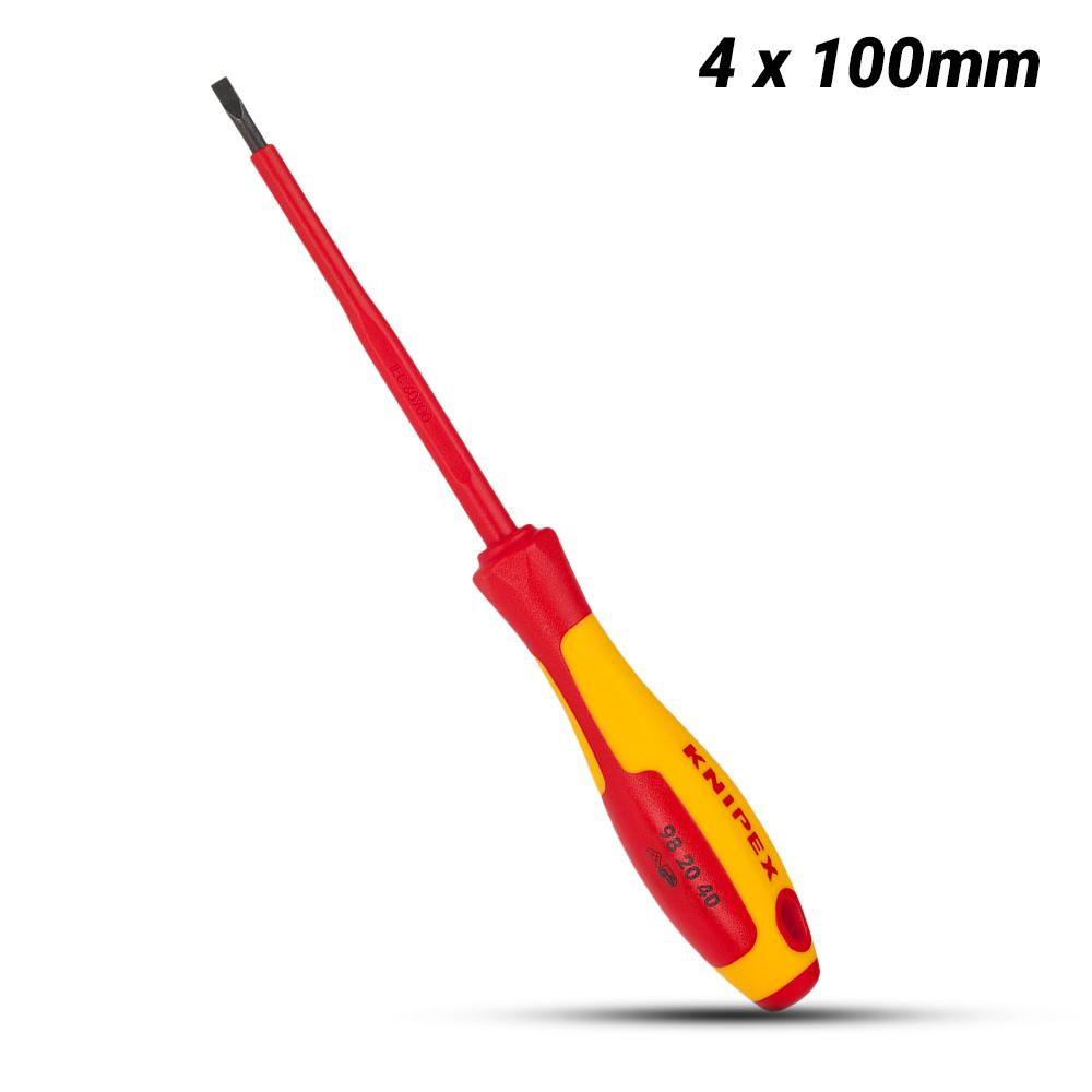 Knipex 982040 4mm (0.1") x 100mm (3.9") 1000V VDE Slotted Screwdriver