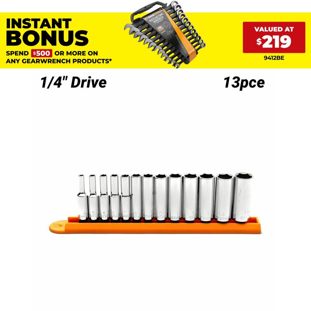 GEARWRENCH 80304 13pce 1/4" Drive 6PT Metric Socket Set