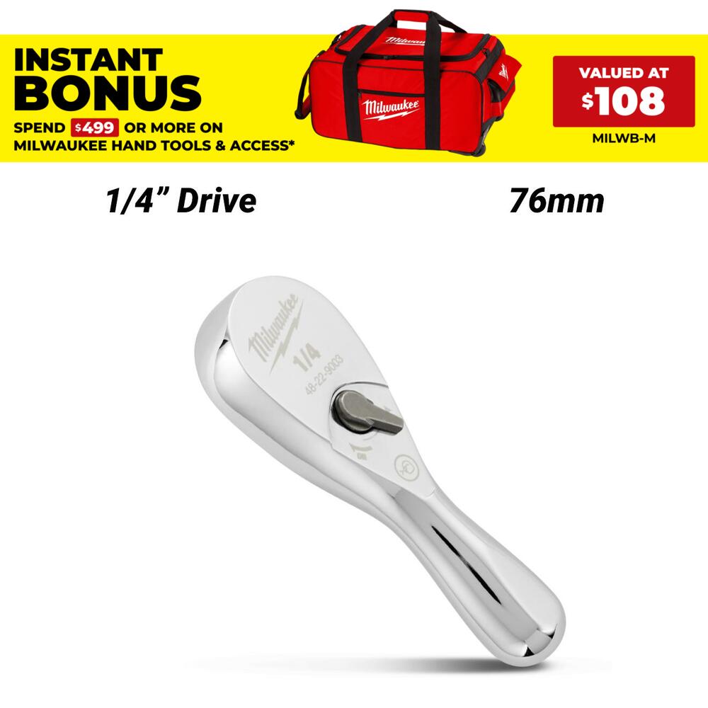 Milwaukee 48229003 76mm 1-4" Drive Fixed Head Ratchet