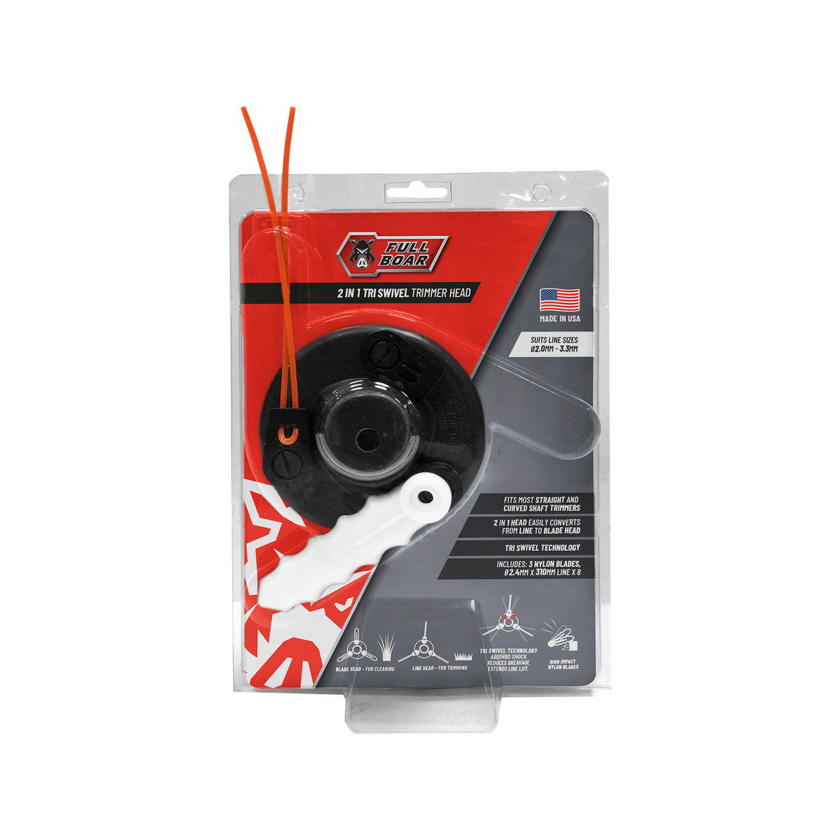 Full Boar 2 In 1 Tri Swivel Trimmer Head