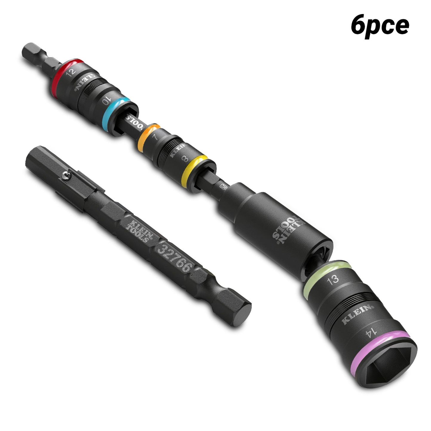 Klein A-32984MAU 6pce 7mm - 14mm Impact Metric Flip Socket Set with 25° Swivel Adaptor