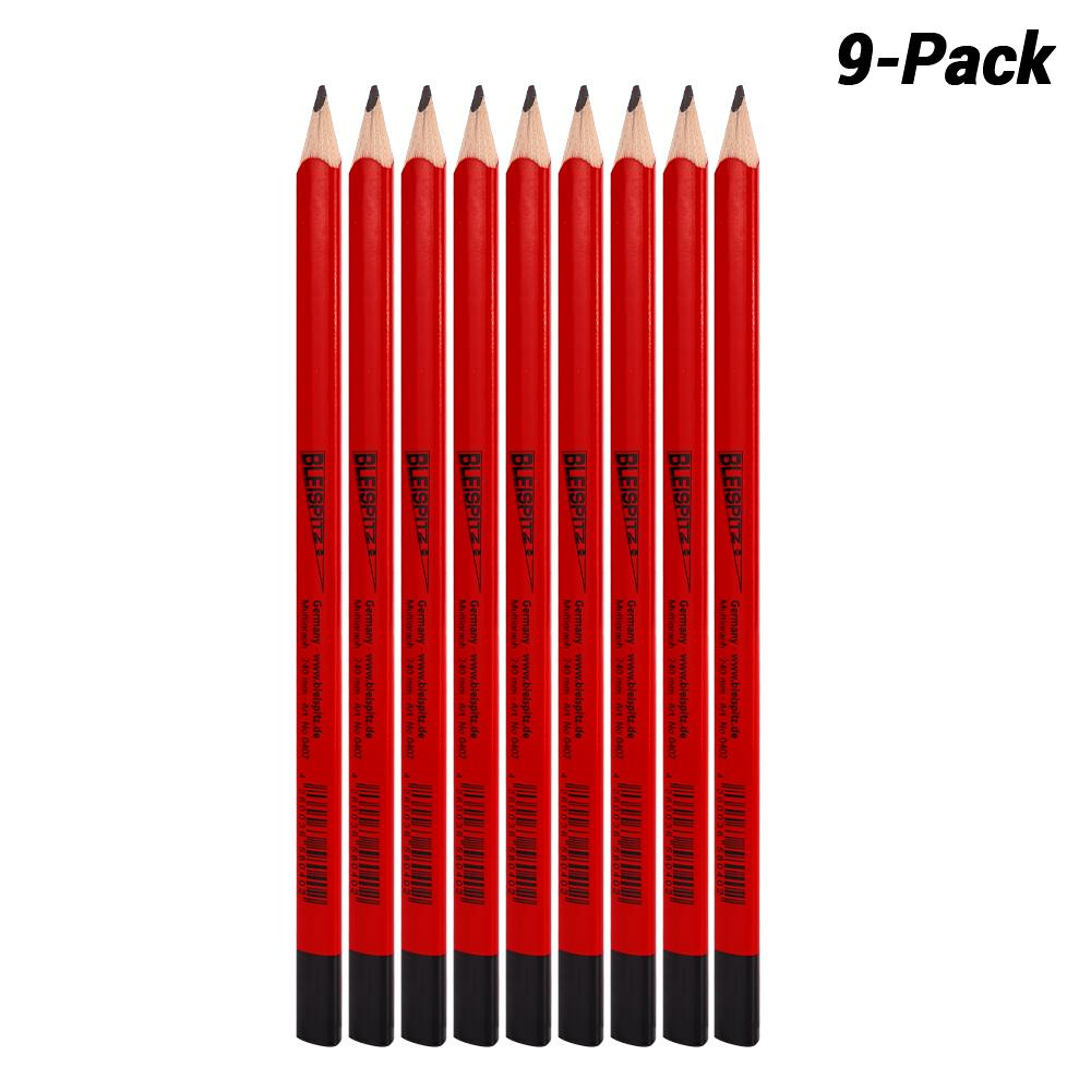 Bleispitz 0396 9-Pack 7B 240mm Triangular Red Multigraph Pencils - MADE IN EUROPE