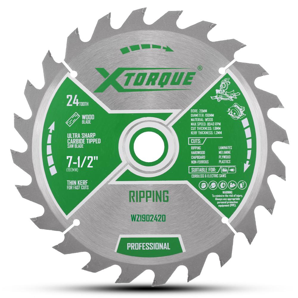 Xtorque WZ1902420 190mm (7-1/2") 24-Tooth Wood Finishing/Trim Carbide Tipped Saw Blade
