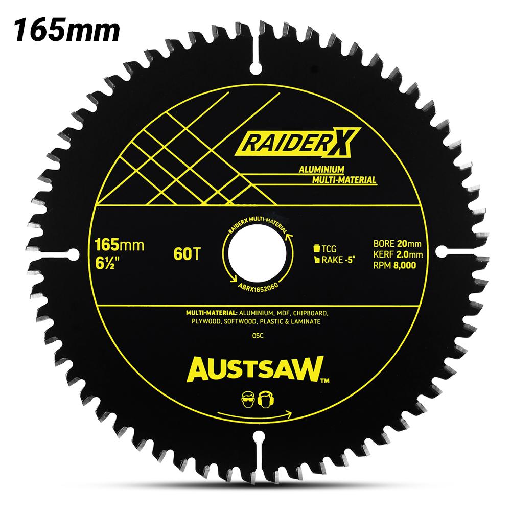 Austsaw ABRX1652060 165mm (6-1/2") x 20mm x 60T RaiderX Aluminium Multi-Material Blade