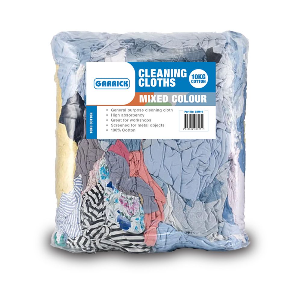 Garrick GMR10 Cotton Cleaning Rags - Mixed Colour 10kg