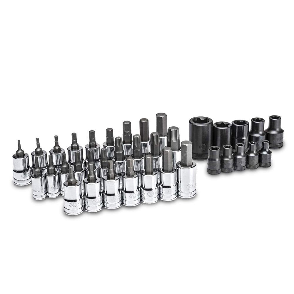 GEARWRENCH 80726 36pce 1/4", 3/8" & 1/2" Drive Standard Hex, E-Torx & Torx Bit Metric & SAE Socket Set