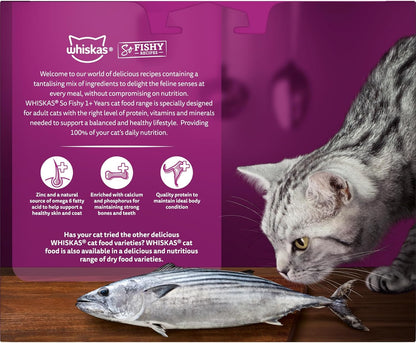 Whiskas So Fishy Recipes 85g 1+ Years Ocean Platter in Jelly Wet Cat Food - 60 Pouches
