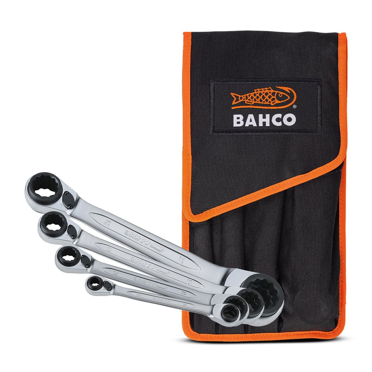 Bahco S4RM4T 4pce Metric 4-In-1 Reversible Ratcheting Ring End Spanner Set