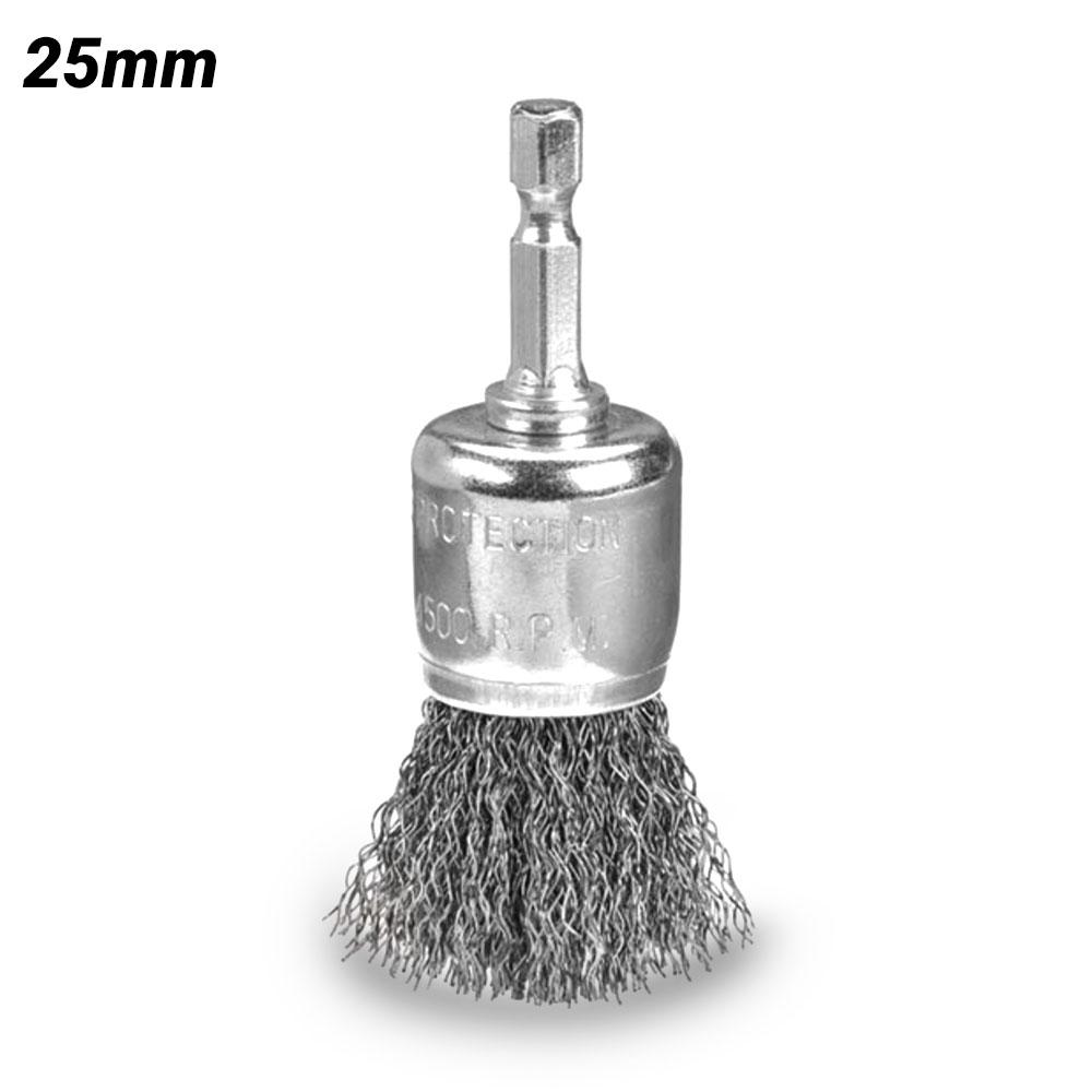 Bordo 5134-25S 25mm Steel Crimp Wire End Brush with Hex Shank