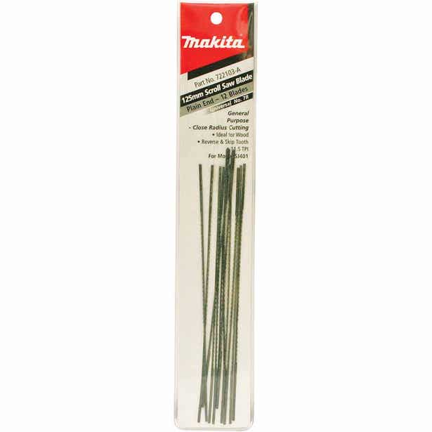 MAKITA 127mm 11.5TPI Scroll Saw Blade for Wood Cutting - Plain End 722103-A