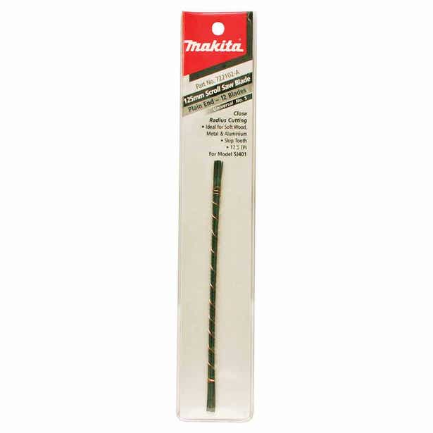 MAKITA 127mm 12.5TPI Scroll Saw Blade for Wood Cutting - Plain End 722102-A