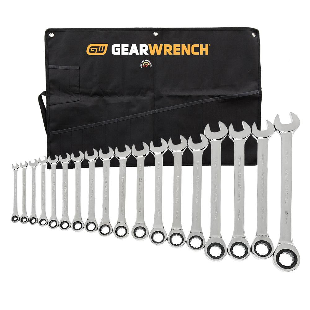 GEARWRENCH 85890R 18pce Metric Combination Ratcheting Wrench Set