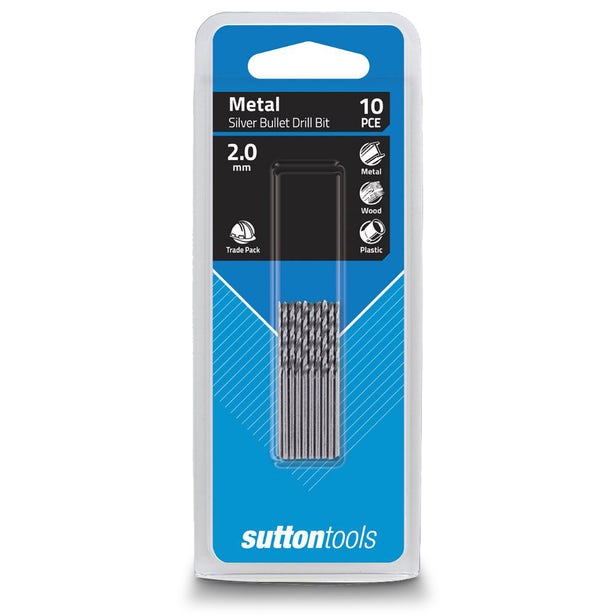 SUTTON 2.0 x 49mm Metal Jobber Drill Bit HSS SILVER BULLET - 10 Piece D1040200