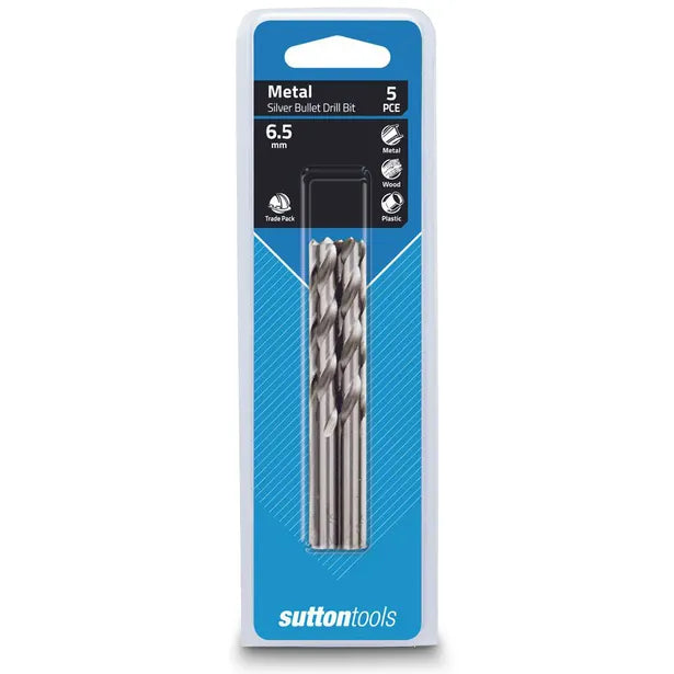 SUTTON 6.5 x 101mm Metal Jobber Drill Bit HSS SILVER BULLET - 5 Piece D1040650