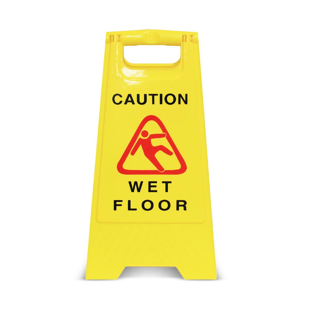 CleanLink 12050 32x31x65cm Yellow Safety Sign Wet Floor