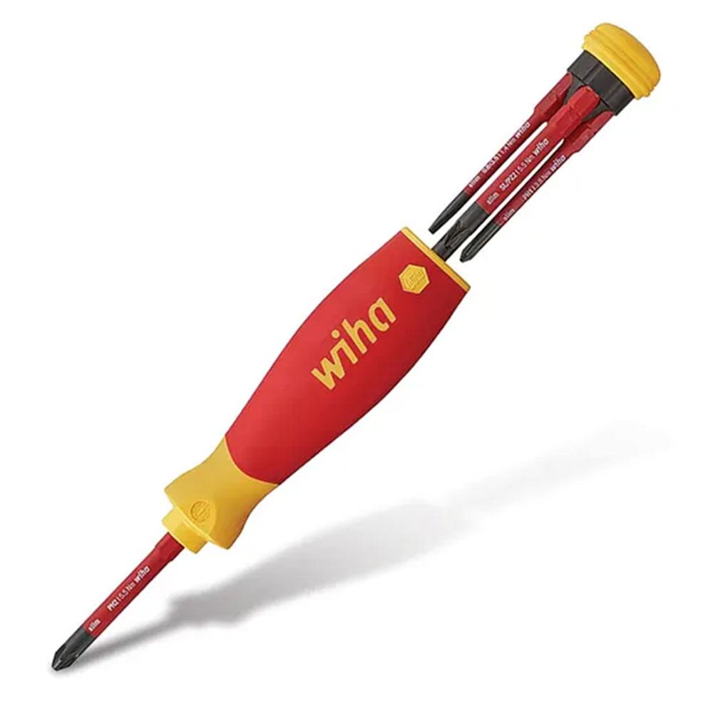 Wiha 45296 PocketMax Insulated Screwdriver with 4pce Bit Magazine