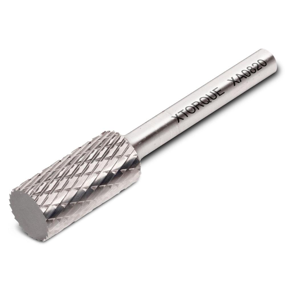 Xtorque XA0820 8mm x 20mm 1/4" Shank Tungsten Carbide Cylindrical Plain End Double Cut Burr