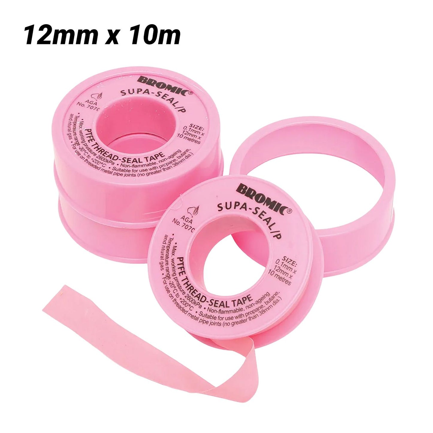 Bromic 7170382 12mm x 10m Pink Premium Thread Seal Tape